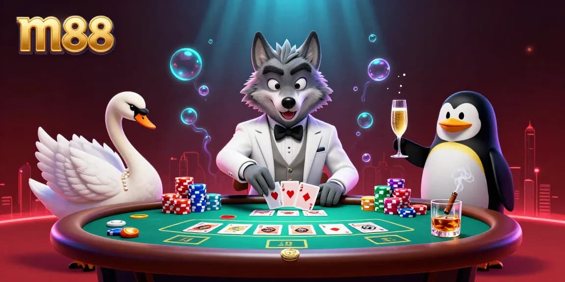 Experience vibrant casino action at m88 featuring playful characters and dynamic card gameplay.