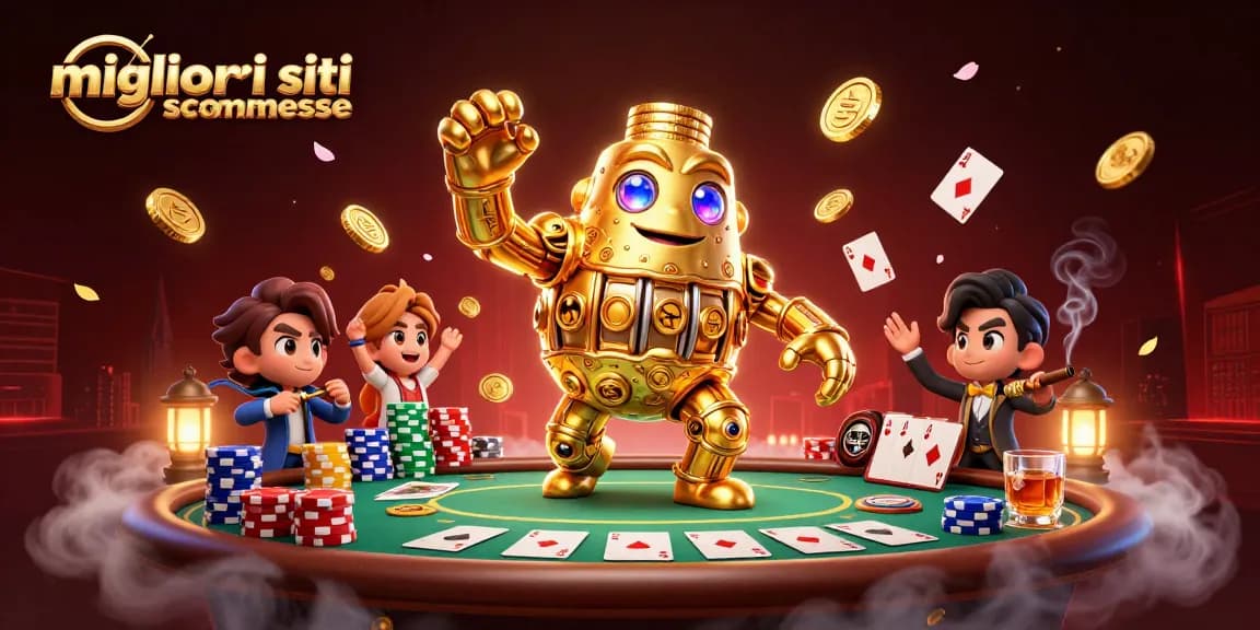 Scopri i migliori siti scommesse attraverso un'illustrazione coinvolgente di giochi e premi.