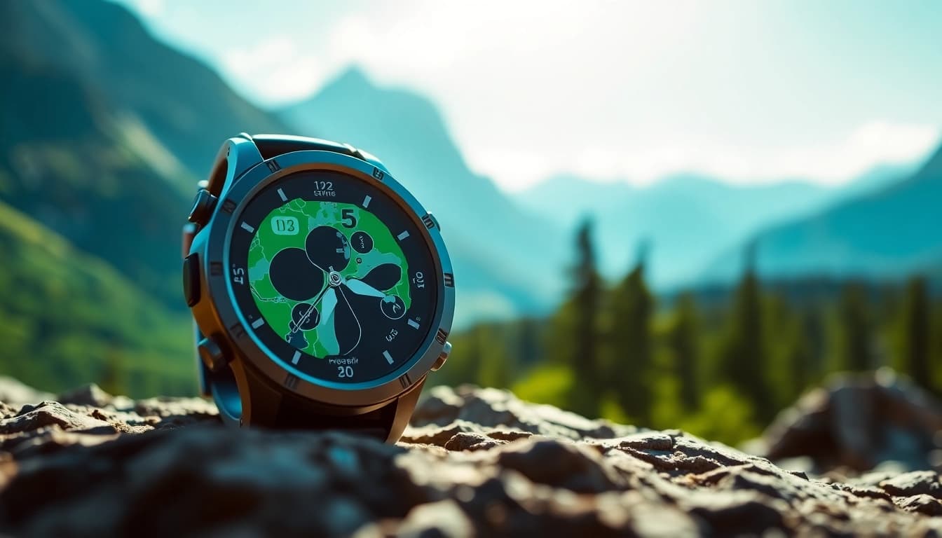 See the Explorer Plus GPS Smart Watch's features in a vibrant outdoor adventure setting.