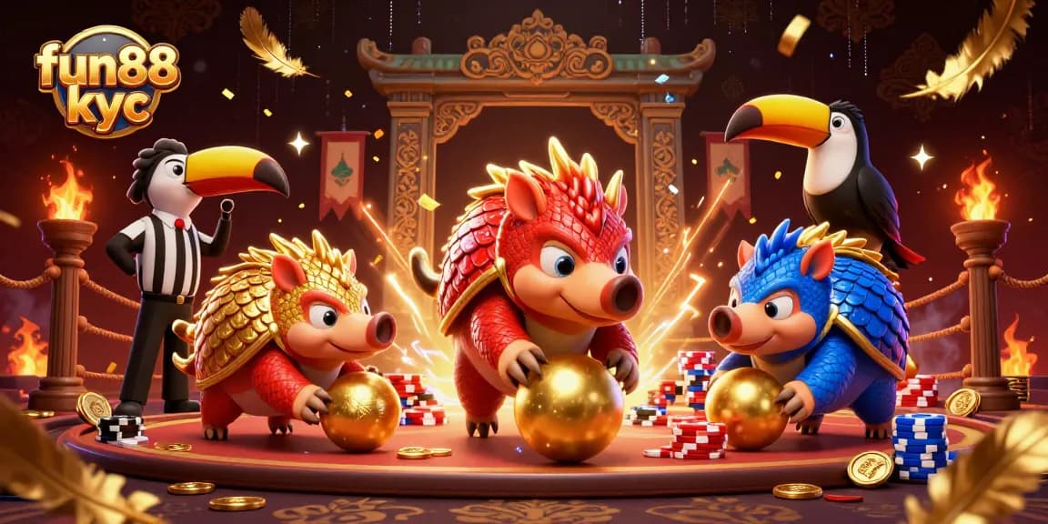 Hành động đầy phấn khích của fun88 kyc với các nhân vật pangolins trong một sòng bạc sống động