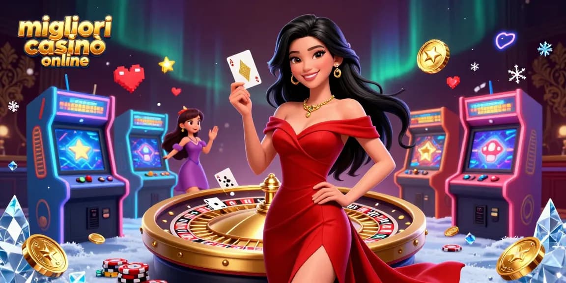 Esplora i migliori casinò online con grafiche straordinarie di un bellissimo croupier e affascinanti elementi di gioco d'azzardo.