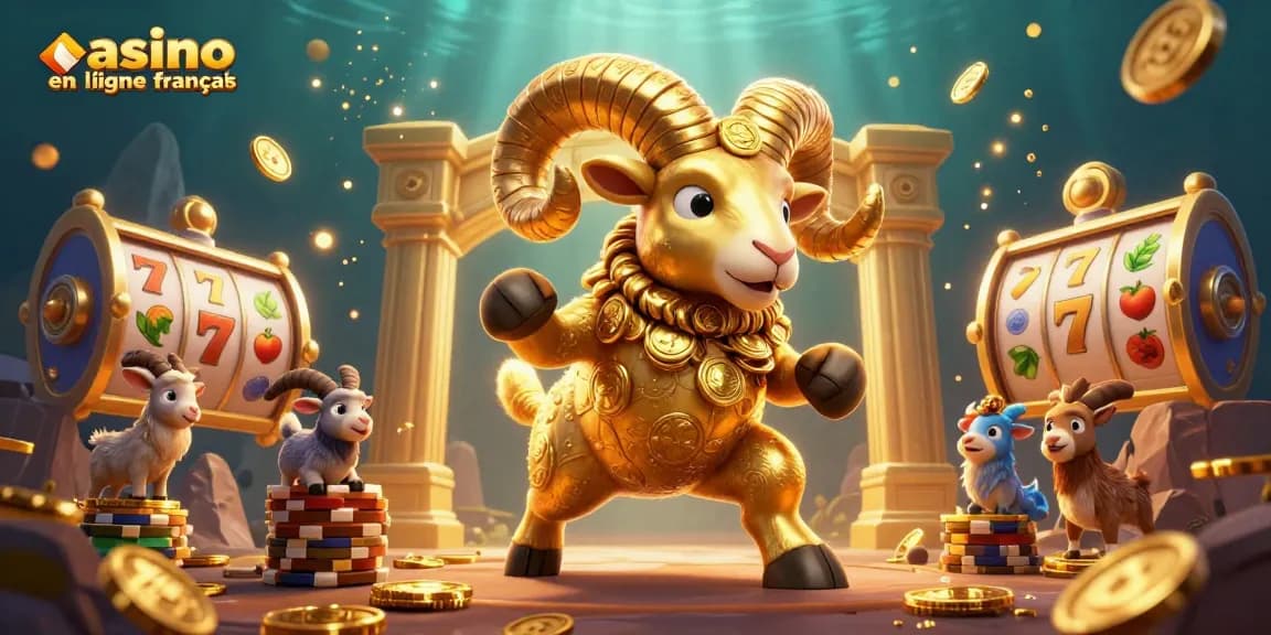 Jouez au casino en ligne français avec un ram doré et des machines à sous tourbillonnantes.