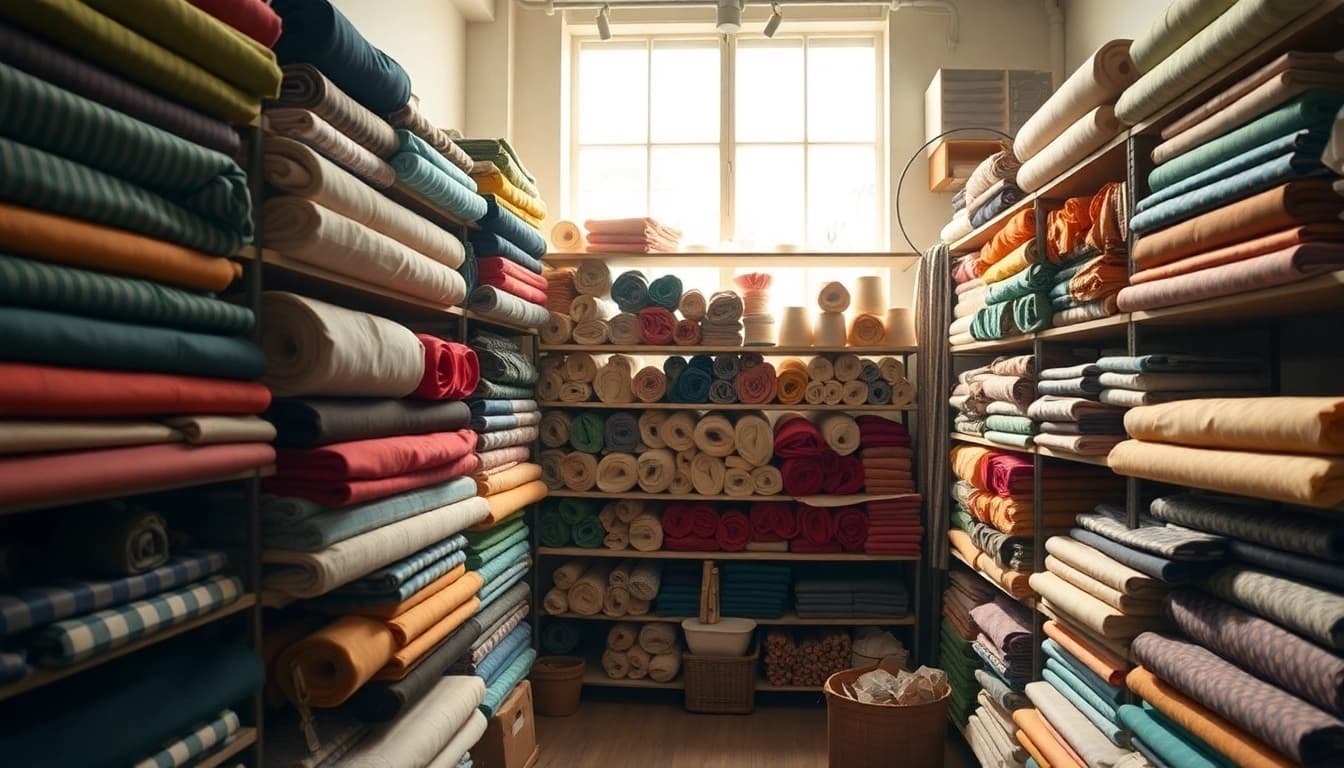 Maak unieke kleding met goedkope katoen in een stijlvolle stoffenwinkel vol kleuren.
