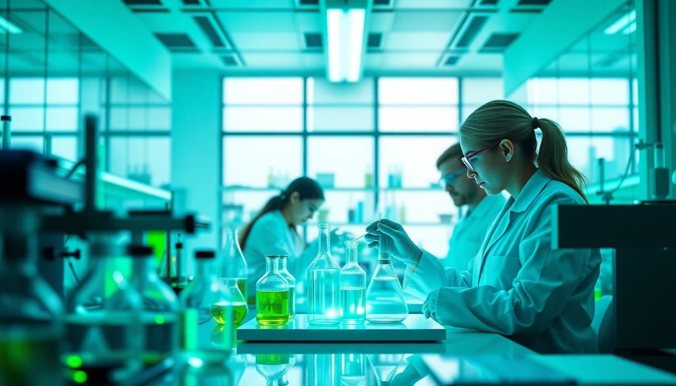 Scientists conducting cannabinoid research in a modern lab with focus on WIN55.