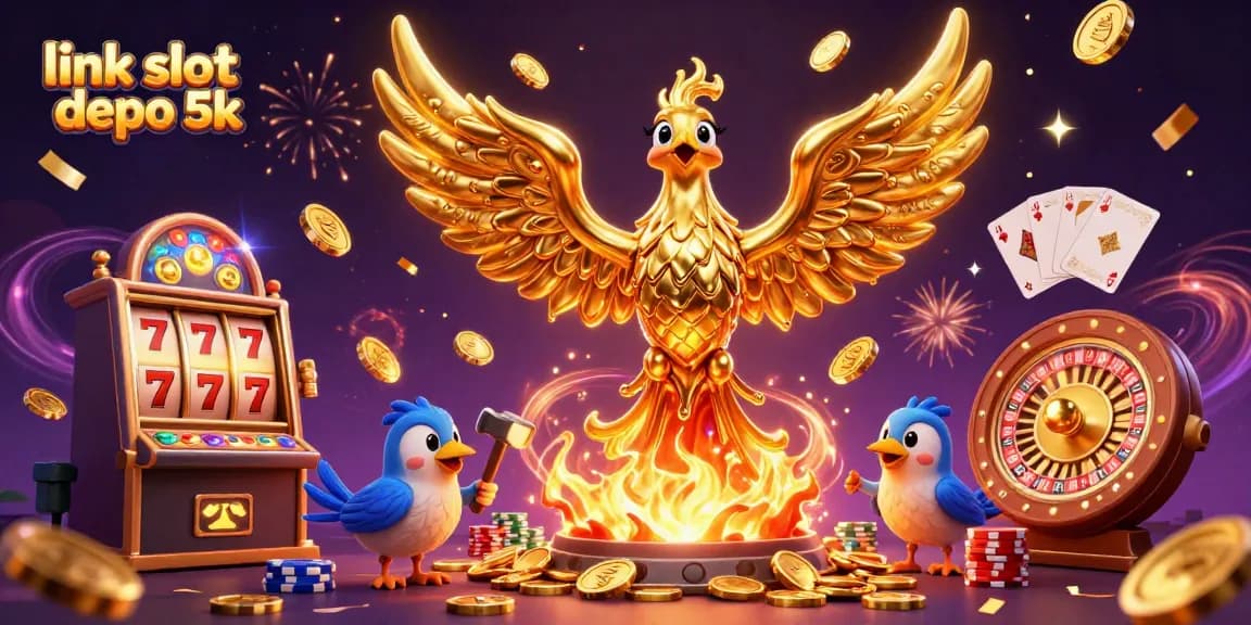 Win big at link slot depo 5k with the shimmering phoenix and cascading gold coins.