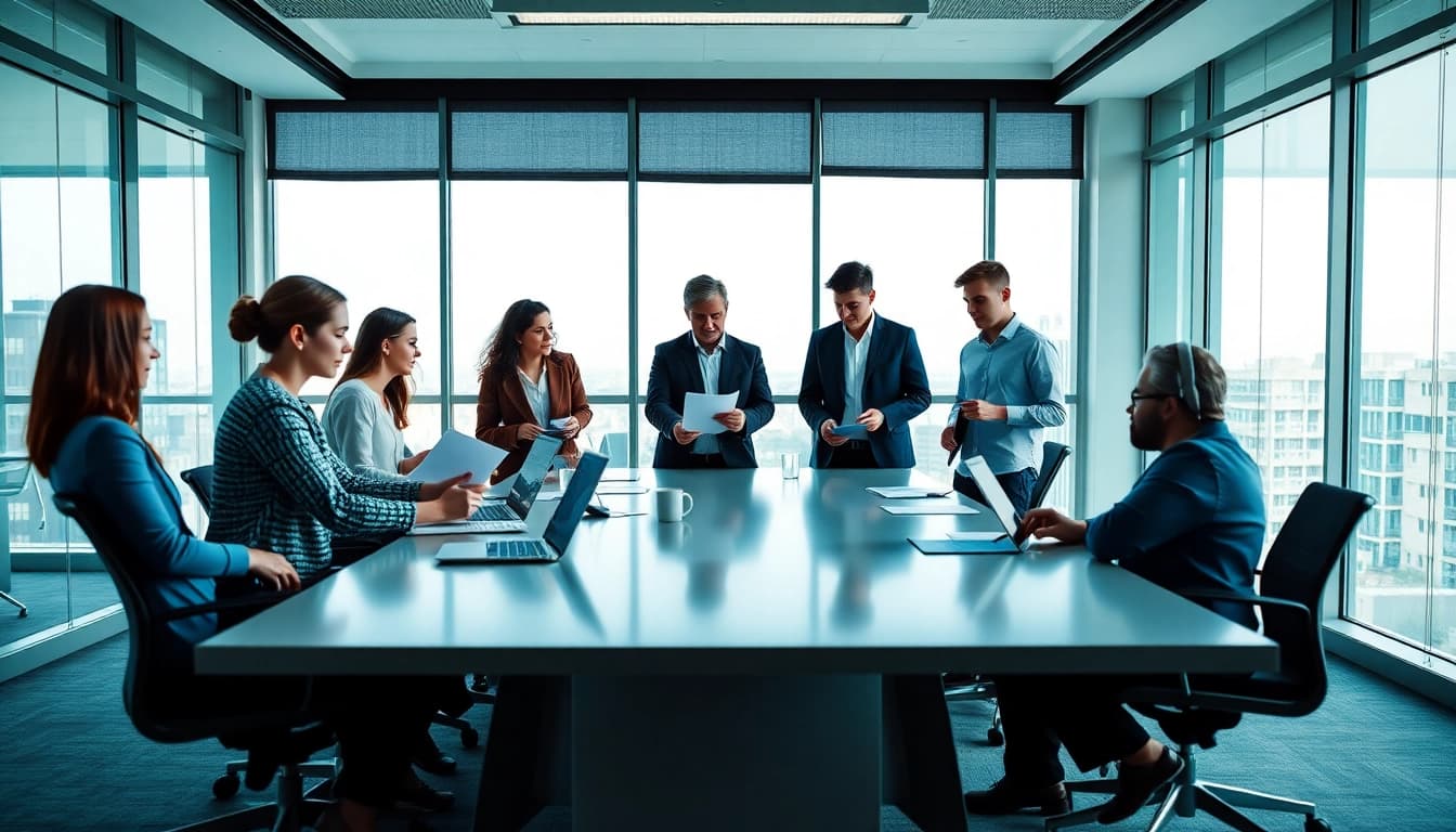 Dynamic office collaboration scene reflecting wps下载 efficiency and teamwork.