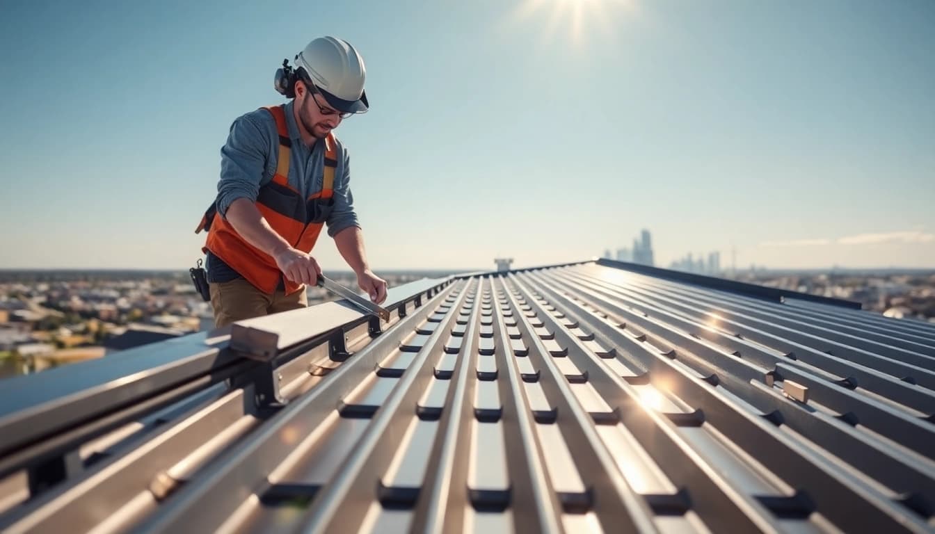 Highlighting metal roofing calgary installation with expert craftsmanship and urban backdrop.