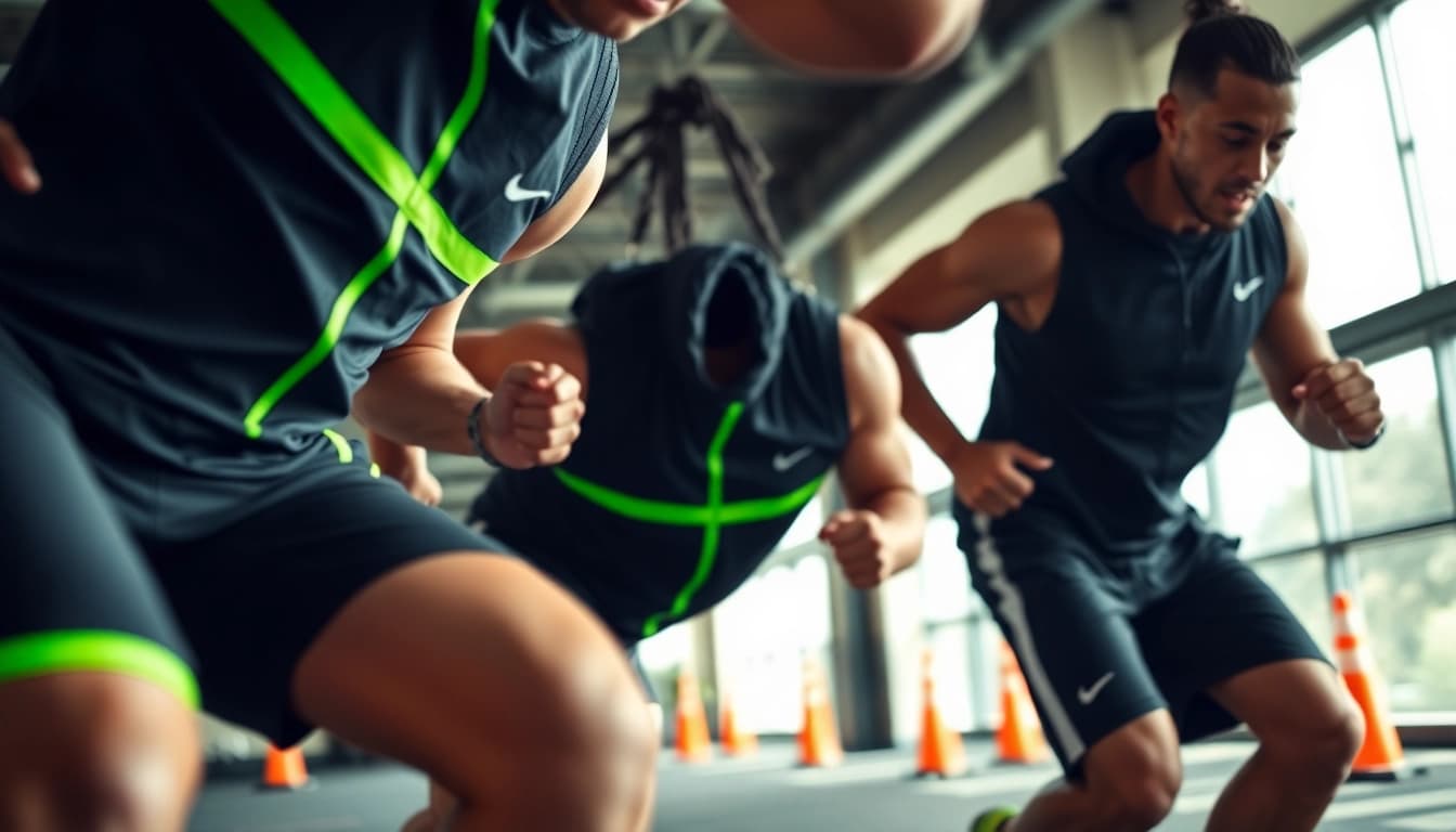 Leistungssportler mit Phantom Athletics-Ausrüstung während intensiven Trainings in moderner Sporteinrichtung.