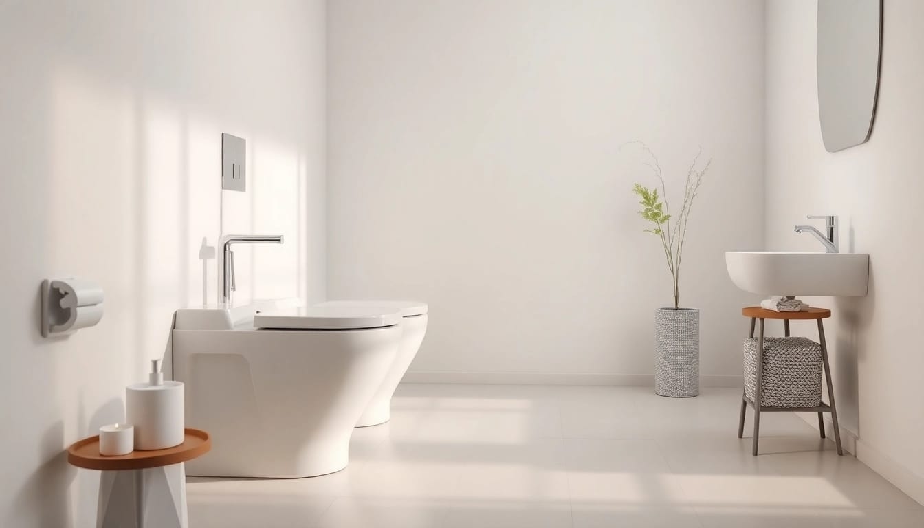 Copri wc elegante in un ambiente bagno moderno, evidenziando design e comodità.