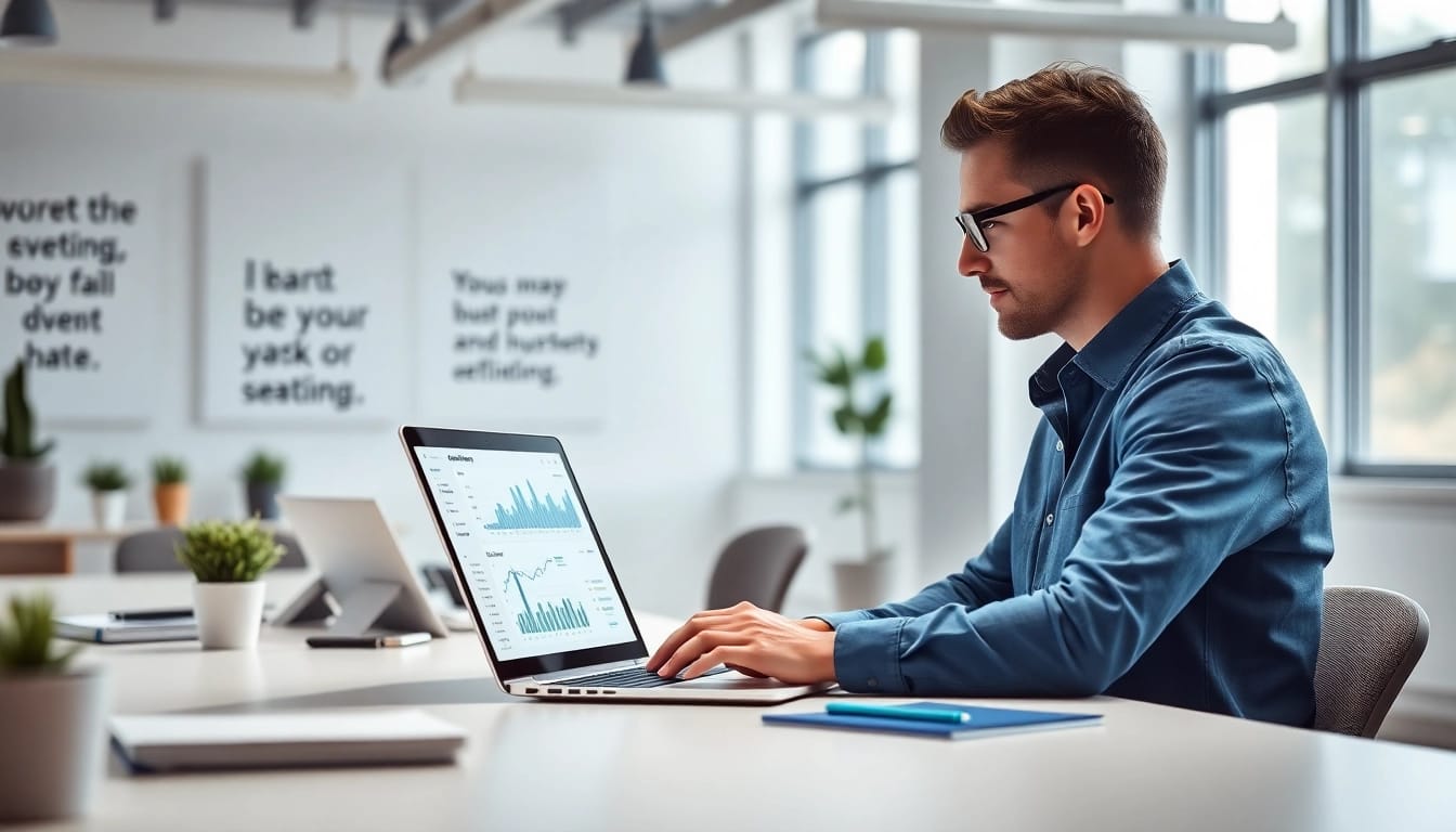 Engage in Content Gap Analysis with a digital marketing analyst in a lively office environment.