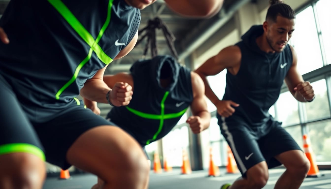Leistungssportler mit Phantom Athletics-Ausrüstung während intensiven Trainings in moderner Sporteinrichtung.