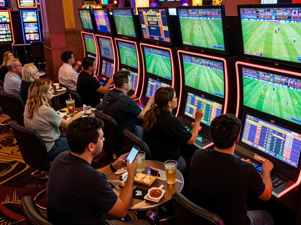 Placing a bet on hidden wiki status during an exciting sports betting event in an upscale casino.