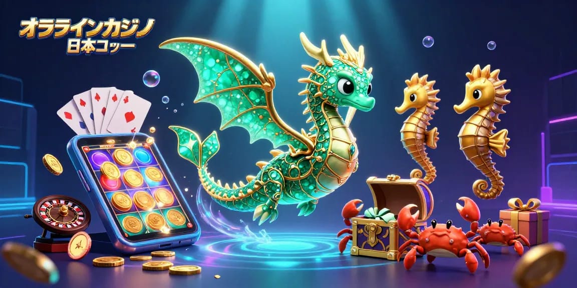 オンラインカジノ 日本語のエンターテイメント体験を象徴した、海のドラゴンとともに煌くスロットゲームの画像。