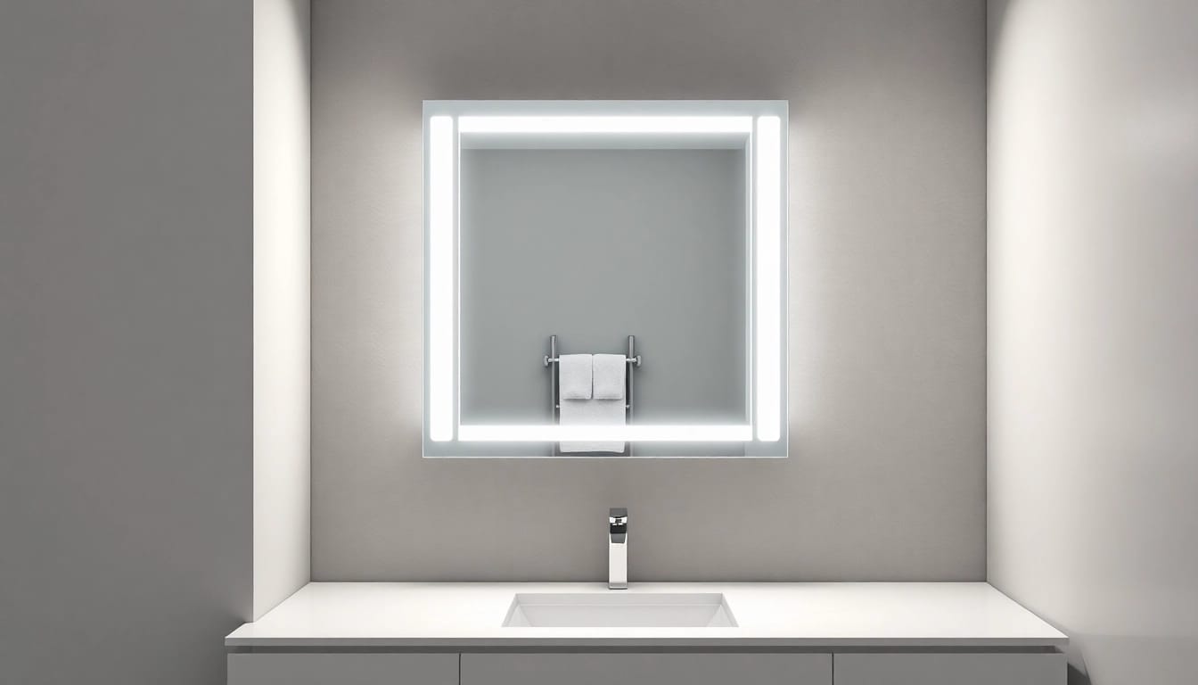 Enhance your space with a stylish bathroom cabinet with mirror and light, featuring elegant design and ambient shine.