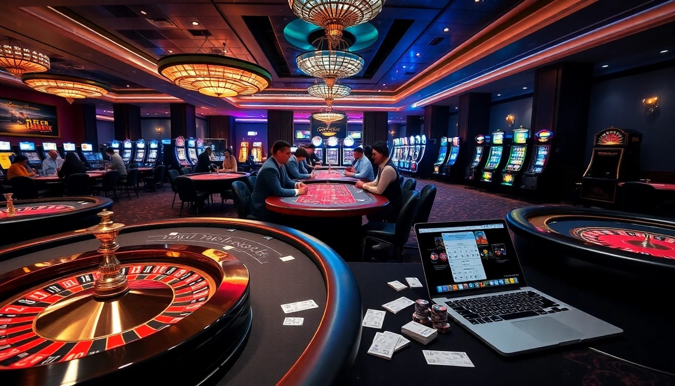 Exciting casino action with 79king 01com showcasing professional gaming tables and vibrant slot machines.