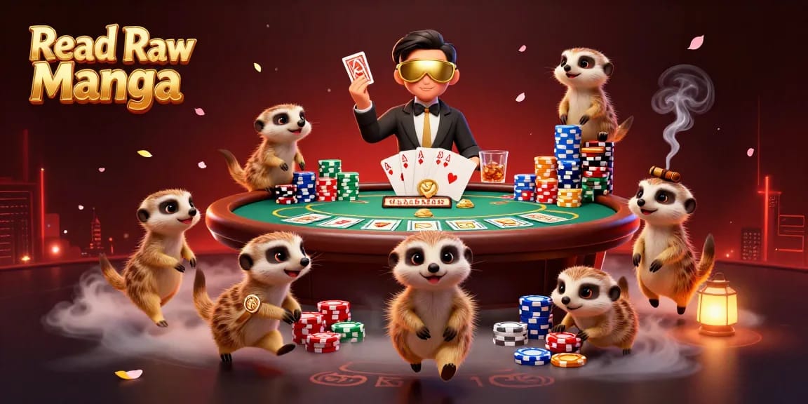 Experience the thrill of Read Raw Manga with meerkats managing a vibrant casino scene full of dazzling poker action.