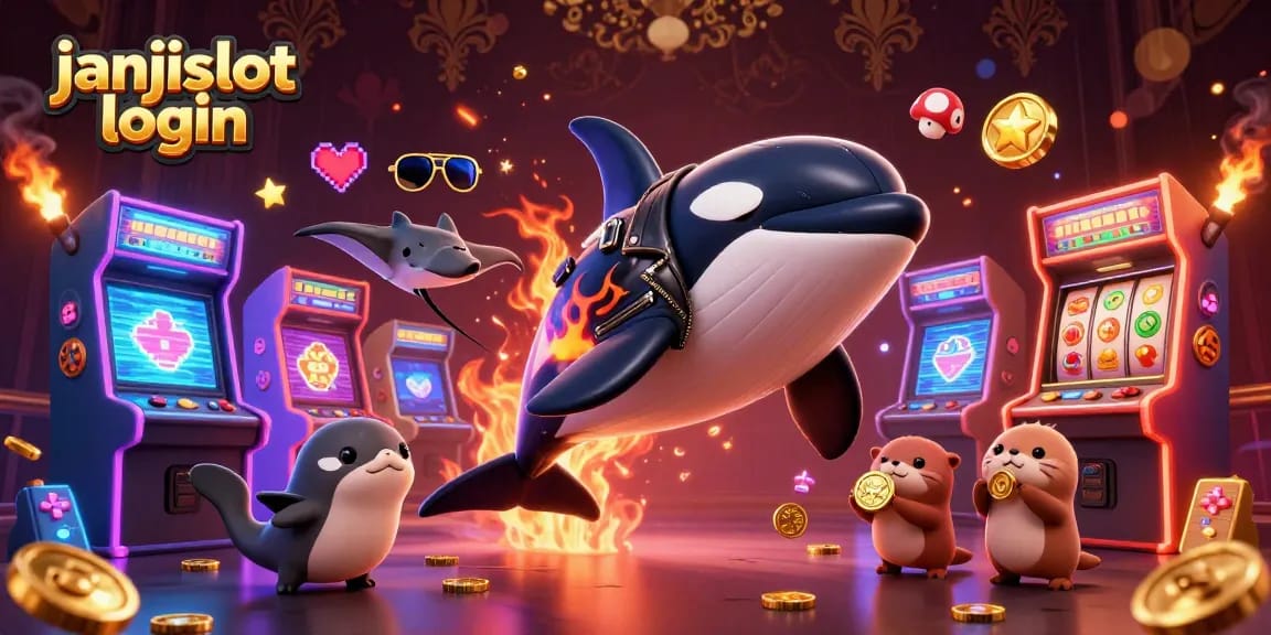 Experience thrilling janjislot login with a vibrant scene featuring sea creatures and gaming excitement.