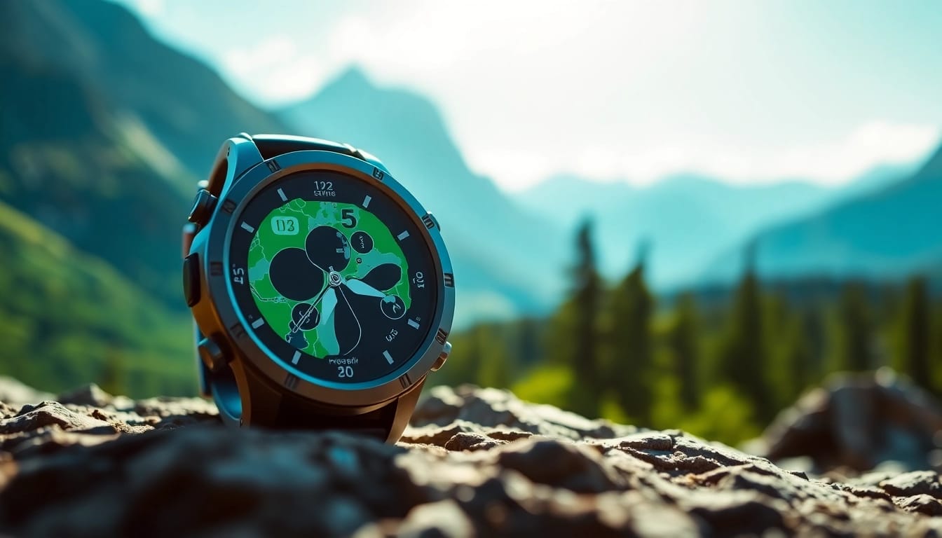 See the Explorer Plus GPS Smart Watch's features in a vibrant outdoor adventure setting.