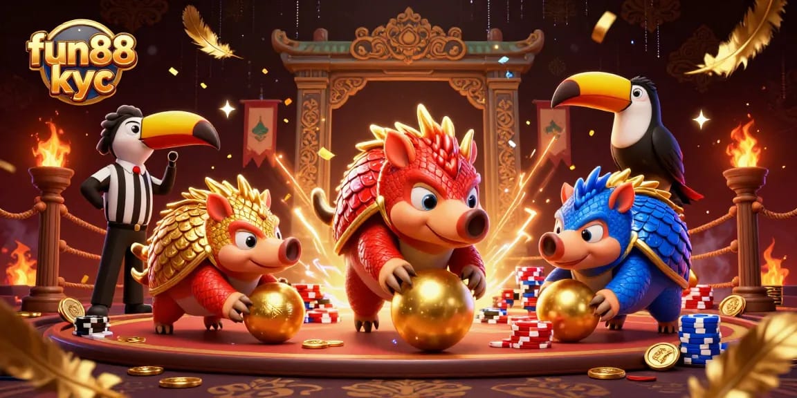 Hành động đầy phấn khích của fun88 kyc với các nhân vật pangolins trong một sòng bạc sống động