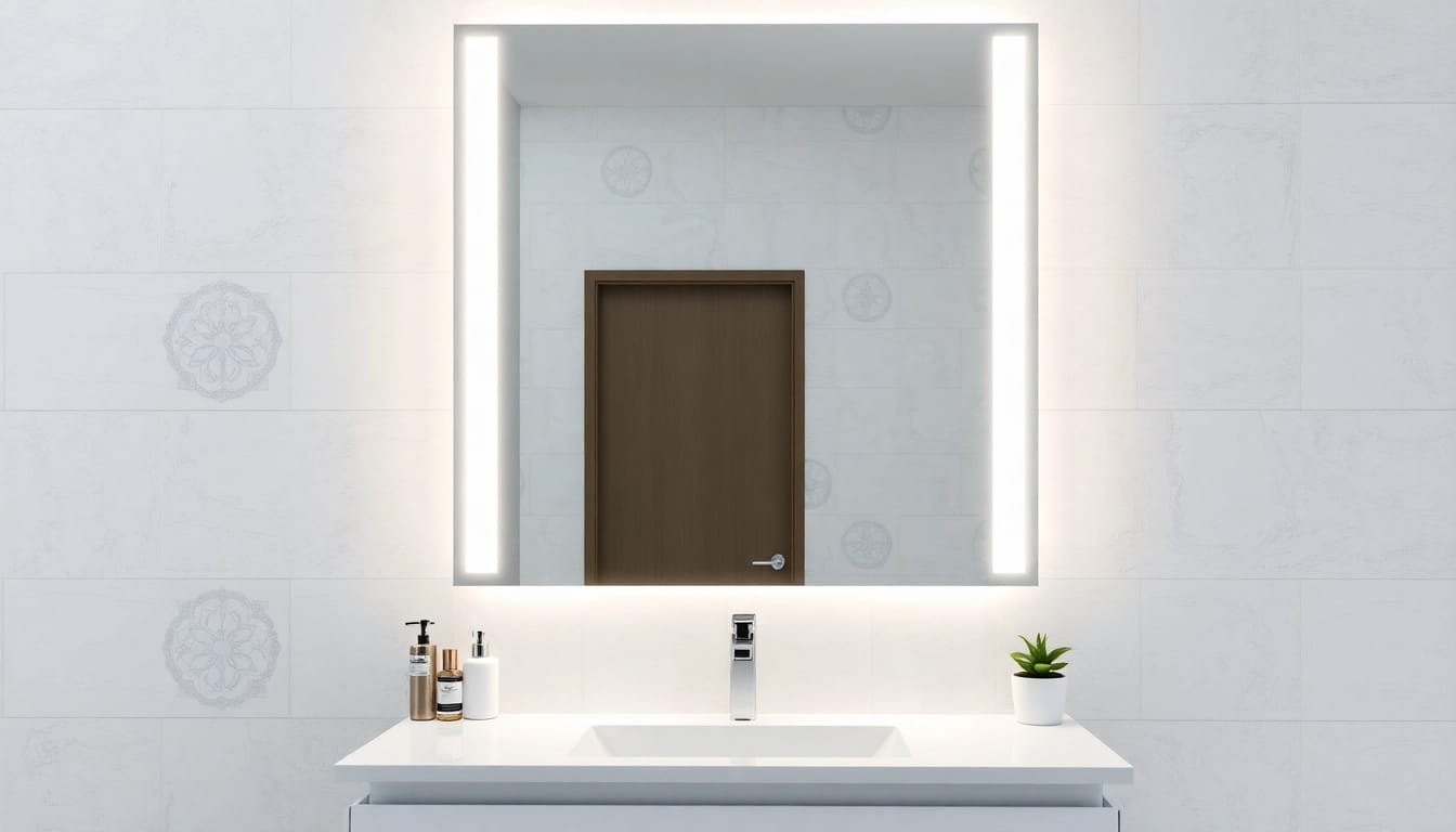 Entdecken Sie den eleganten sonni Spiegelschrank im modernen Badezimmer mit sanfter Beleuchtung.