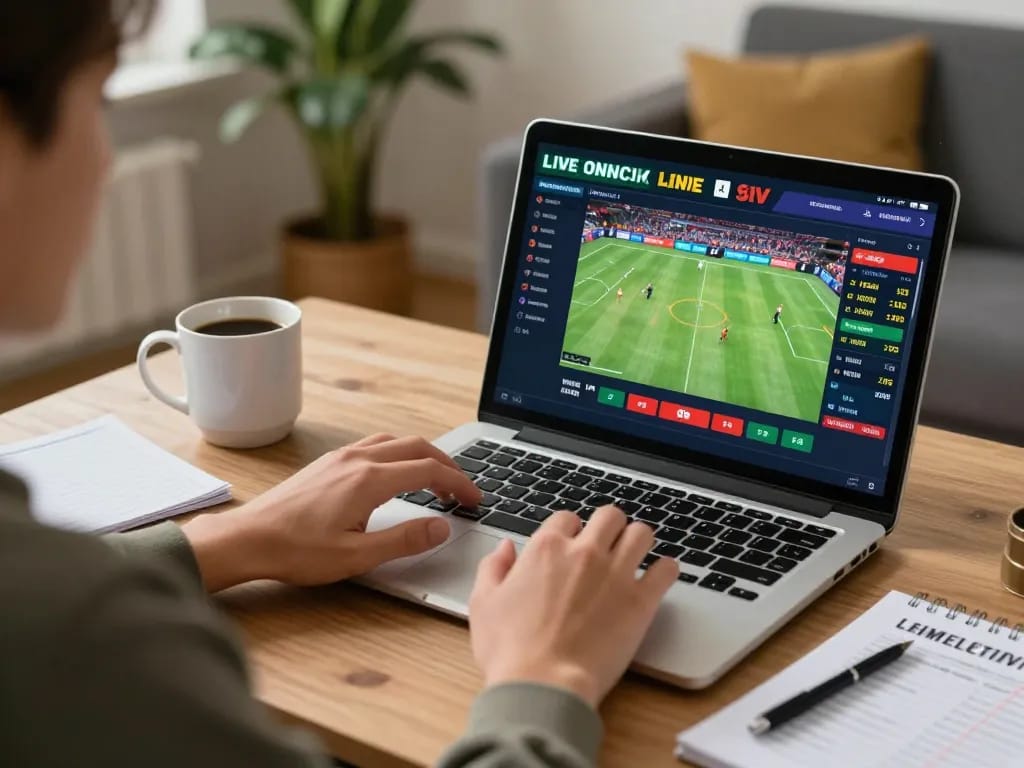 Engaging online sports betting experience with vt88, featuring a player analyzing live odds and strategies at home.