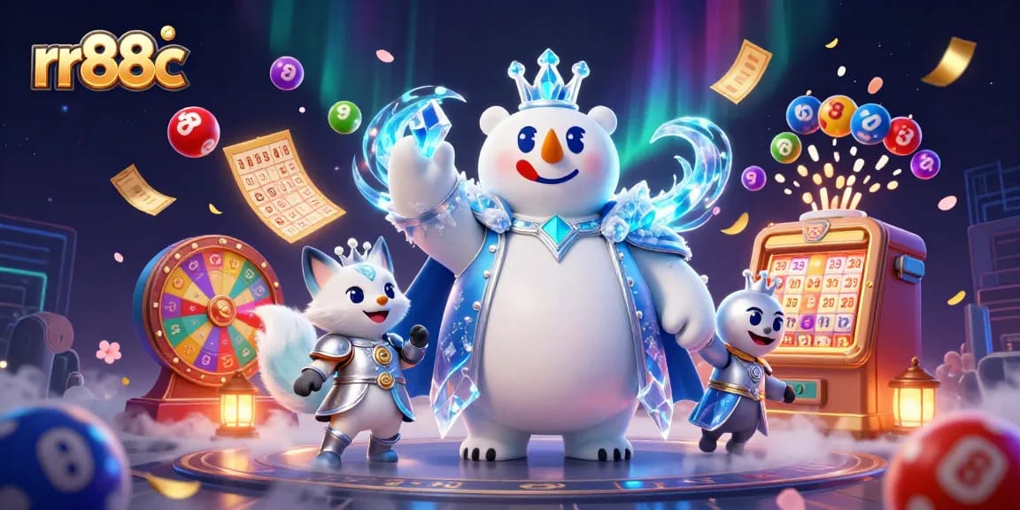 Experience the excitement of rr88c with dynamic lottery elements, surrounded by a magical scene.