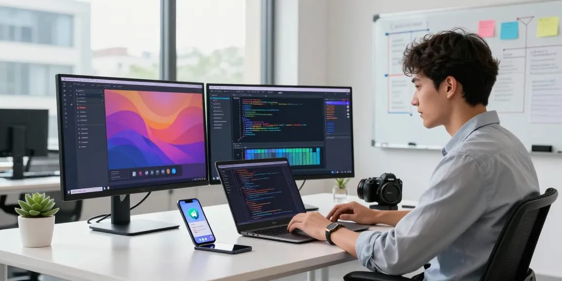 Dynamic software workspace showcasing 纸飞机中文版 instant messaging features in a modern tech environment.