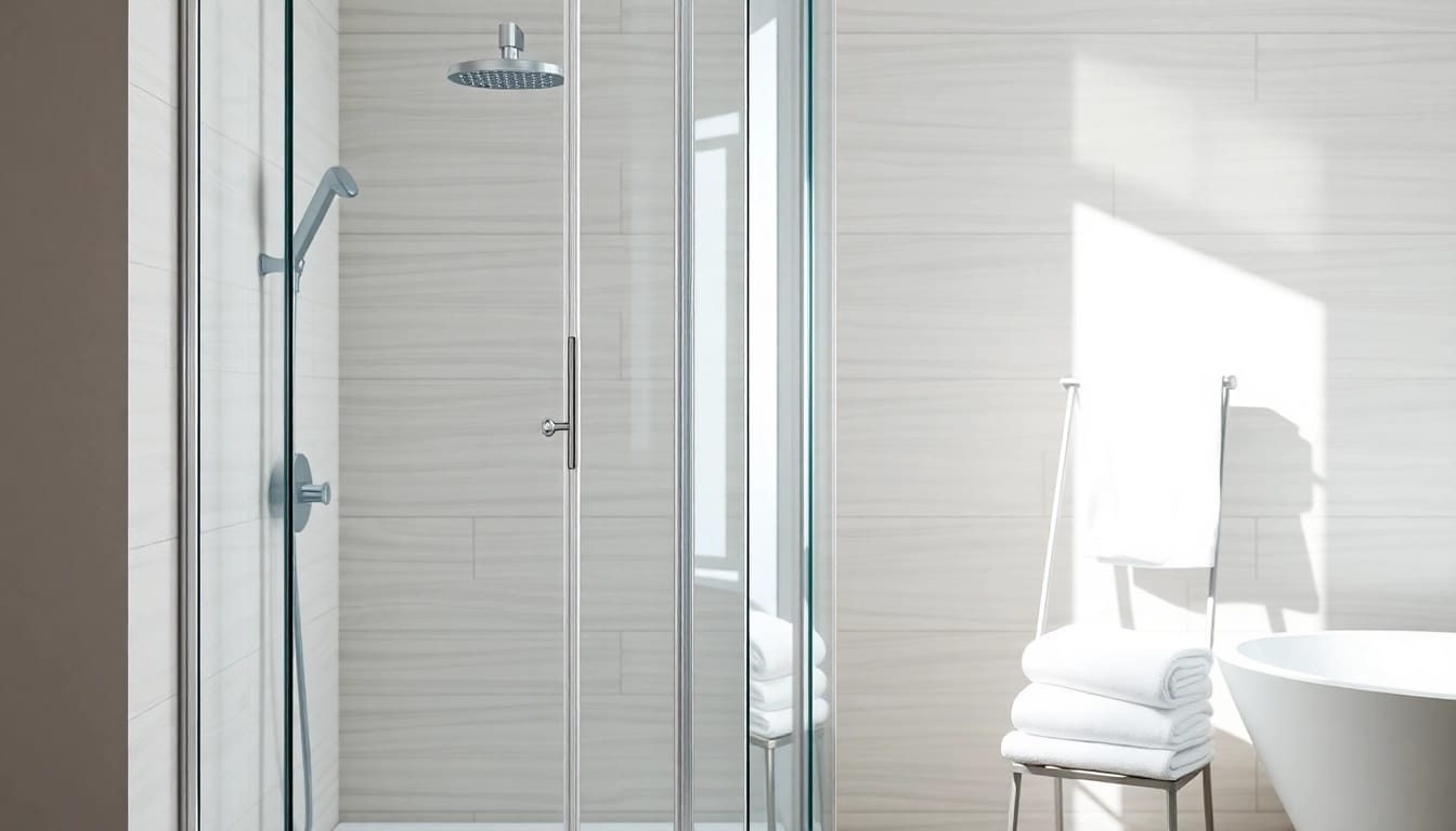 Genießen Sie die elegante sonni Duschkabine mit modernen Glasdetails in einem stilvollen Badezimmer.