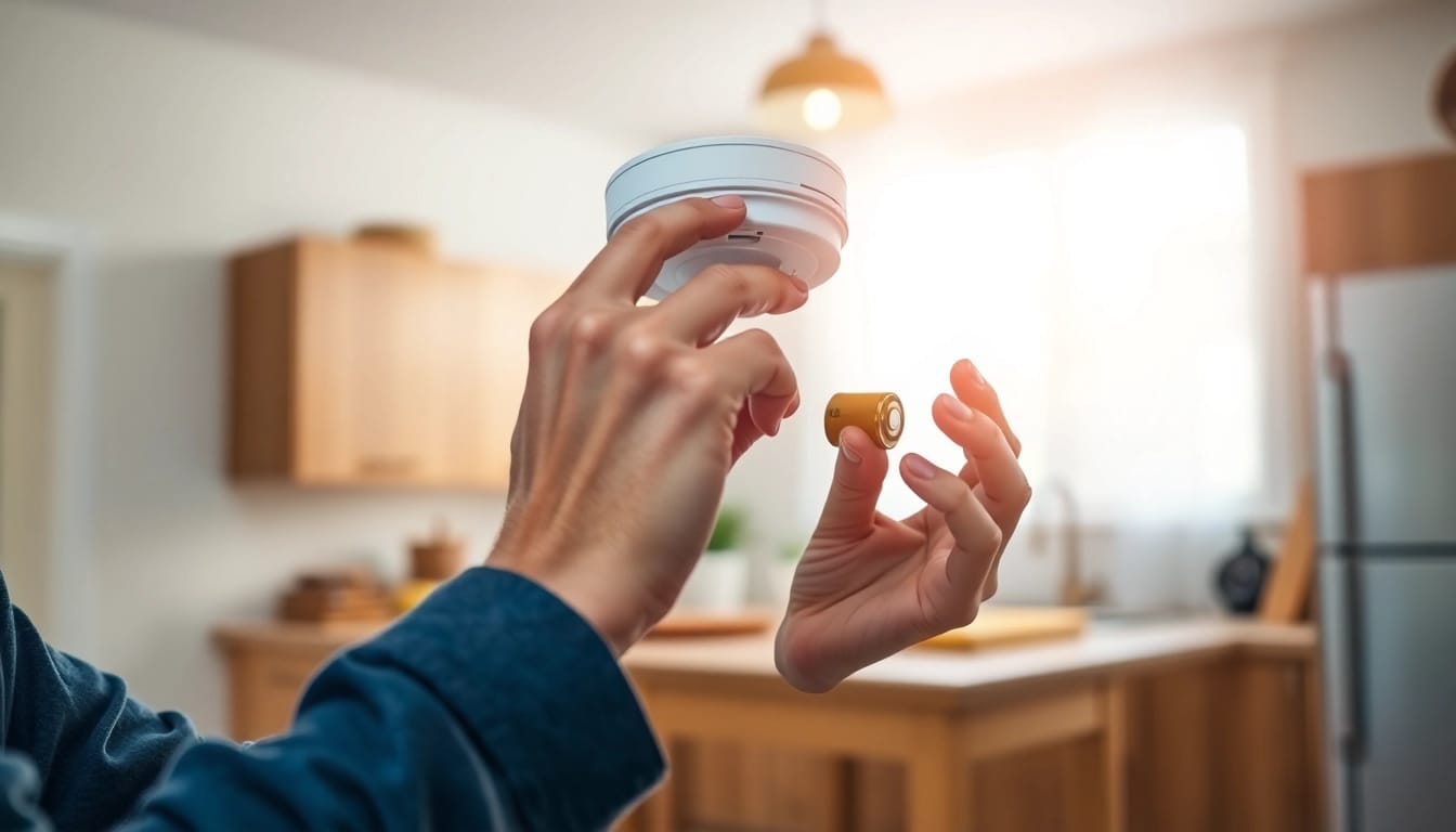 Replace smoke detector battery during home safety check for better protection.