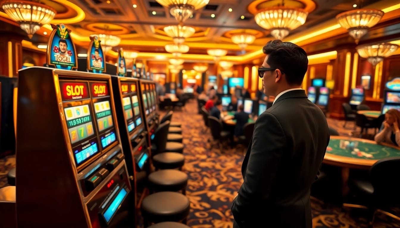 Permainan seru pada mesin Slot Togel di lingkungan kasino mewah.