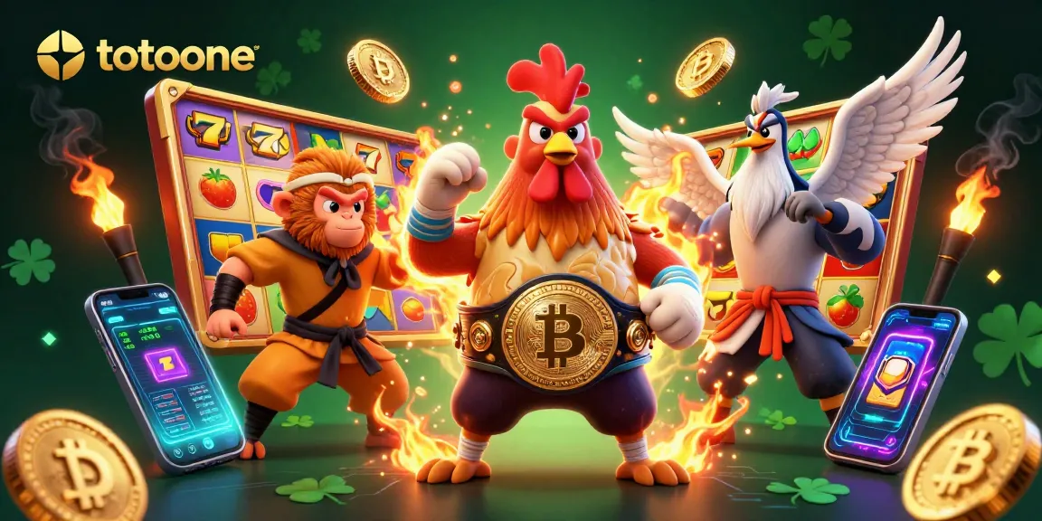 Totoone menghadirkan grafis slot dengan ayam Muay Thai, monyet Shaolin, dan master bangau dalam pertarungan seru.