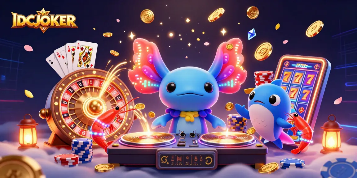 IDCJOKER engages players with a vibrant 3D casino scene showcasing thrilling slot action.