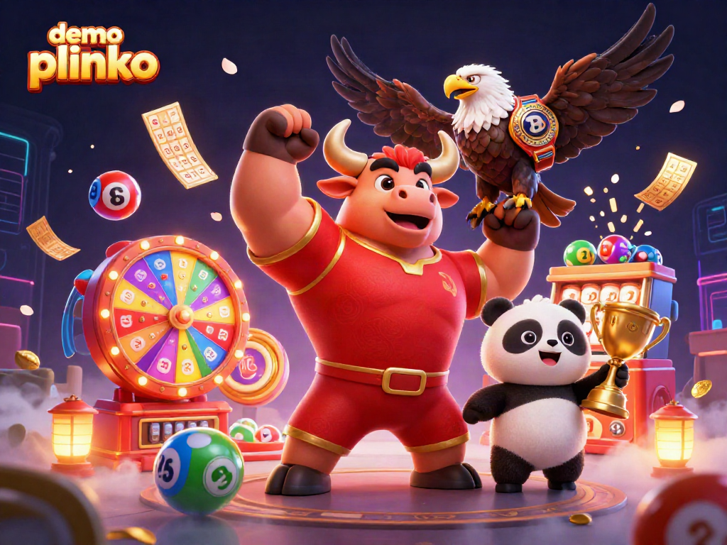 Experience demo plinko with dynamic figures, colorful lottery elements, and excitement in 3D.