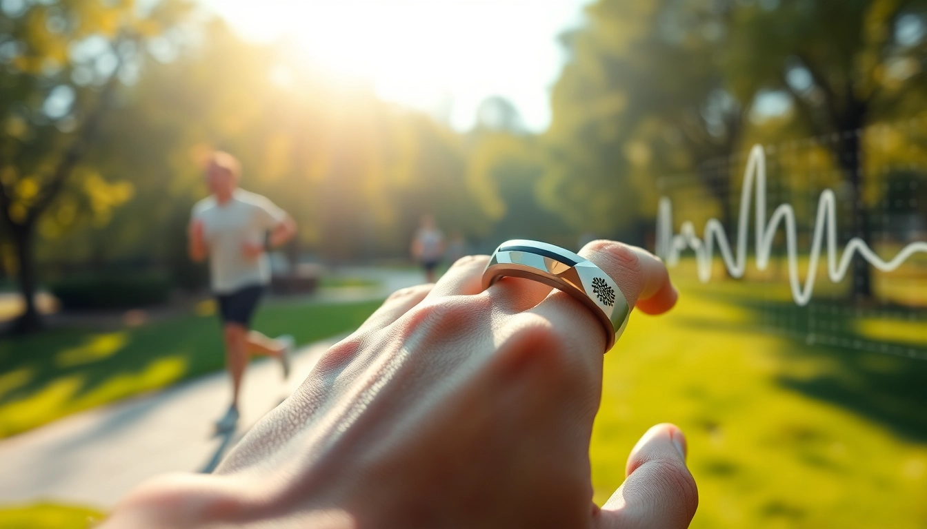 Engaging image of Smart Health Ring on a hand illustrating its health monitoring features.