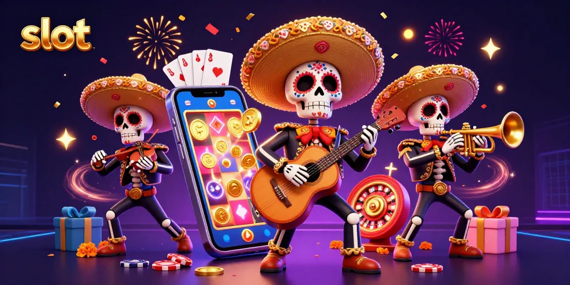 Spin slots with vibrant Dia de los Muertos mariachi band, showcasing exciting gaming elements.