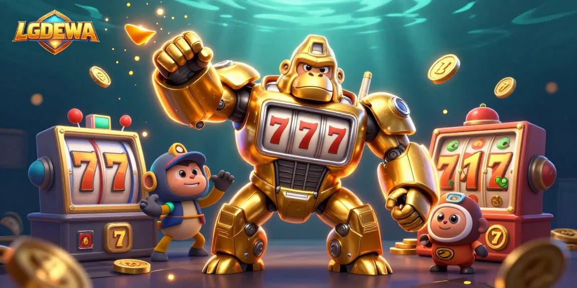 Experience thrilling wins with LGODEWA's dynamic slot game featuring a golden mech gorilla.
