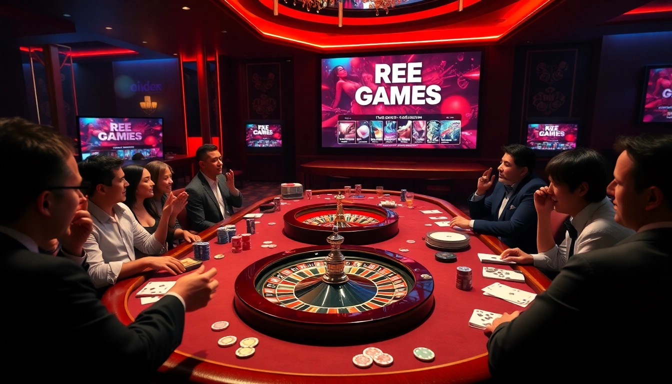 Engage with exciting free porn games while playing at a vibrant casino table with chips and cards.