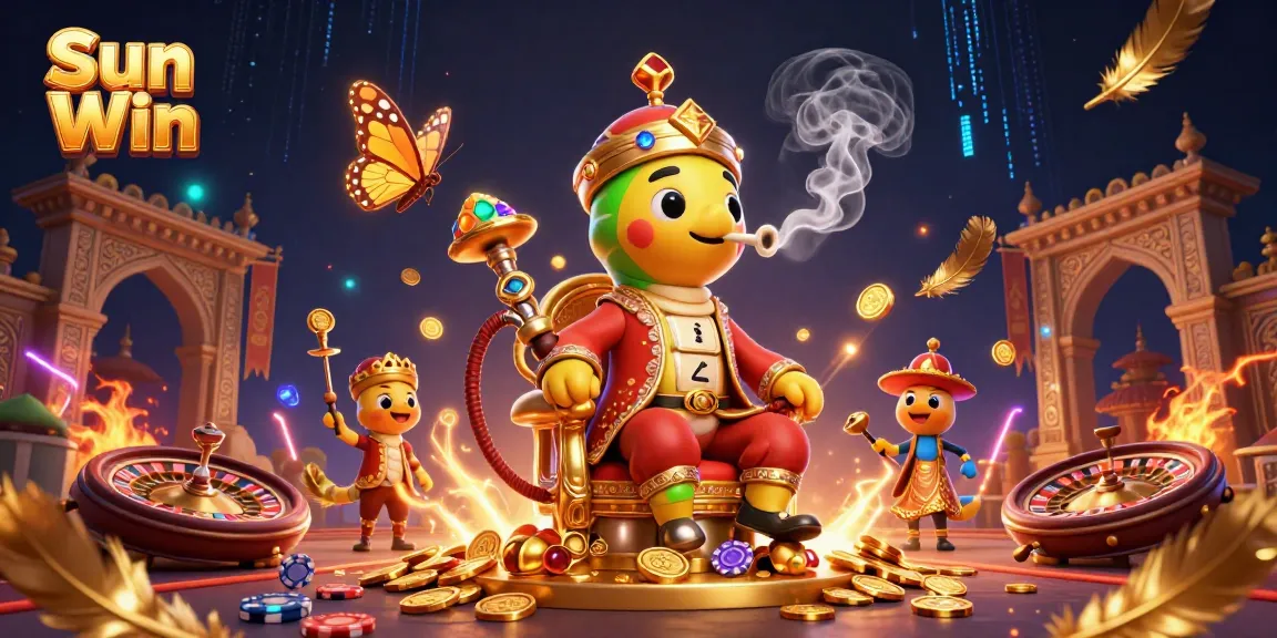 Experience thrilling gaming action with Sun Win in this dynamic 3D casino illustration.