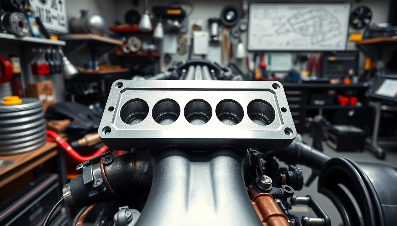 Showcasing the BMW S58 Intake Manifold Block-Off Plate with essential automotive tools in a workshop setting.