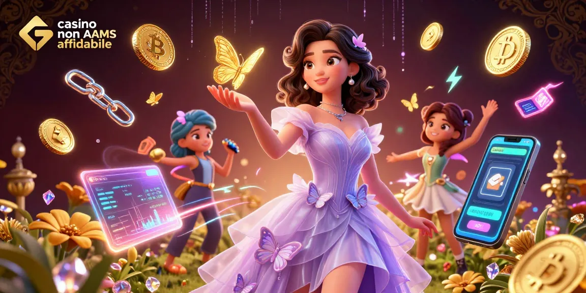 Scopri il vivace mondo dei casinò non AAMS affidabili con immagini mozzafiato di personaggi 3D ed elementi crypto.
