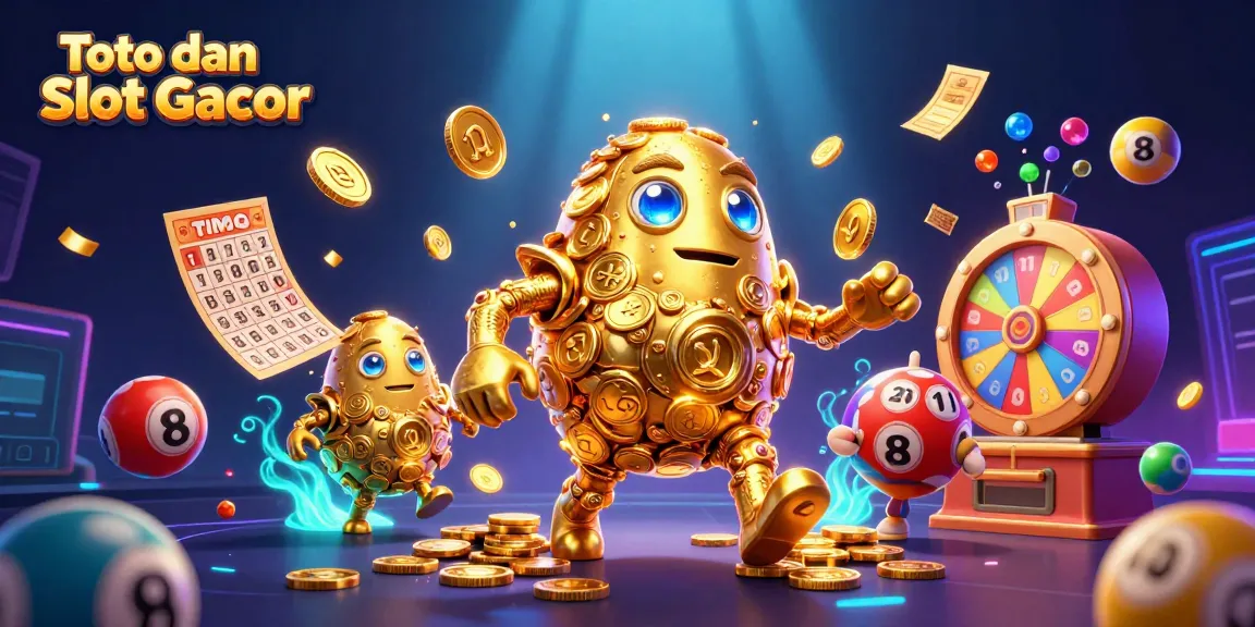 Engage in thrilling Toto dan Slot Gacor action with vibrant lottery balls, golden prizes, and dynamic game elements.