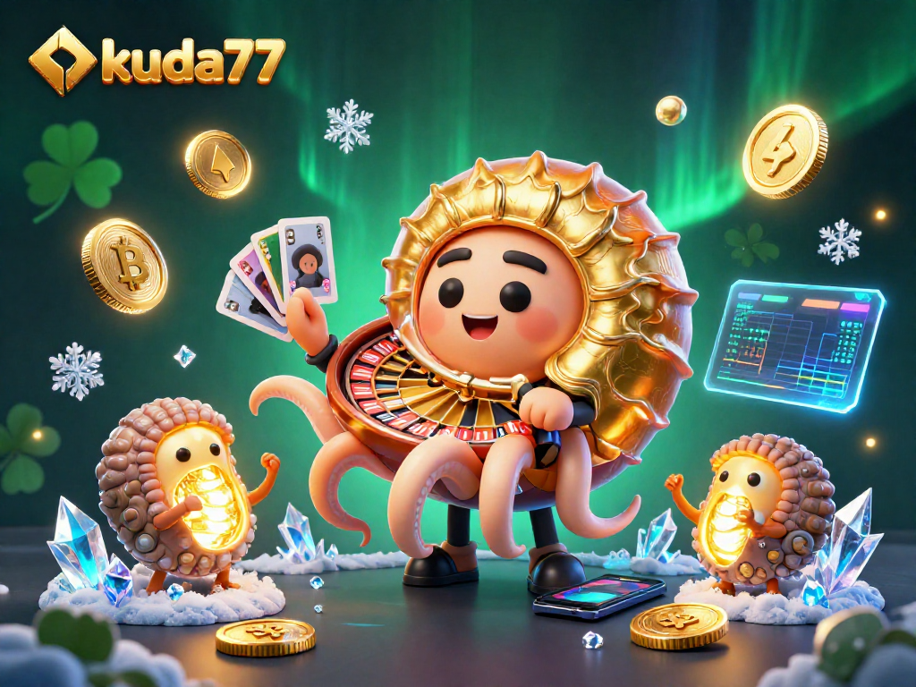 Menangkan permainan slot di kuda77 dengan ilustrasi 3D nautilus dan elemen gamifikasi menarik.