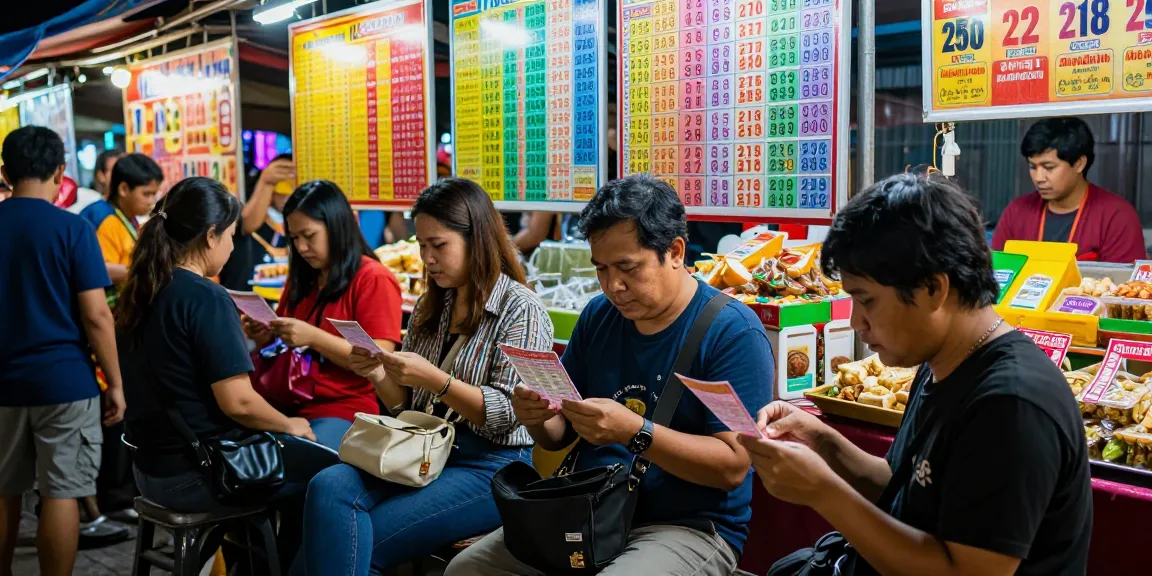 Suasana malam yang hidup di pasar togel dengan pemain mempelajari angka untung dan pola togel.