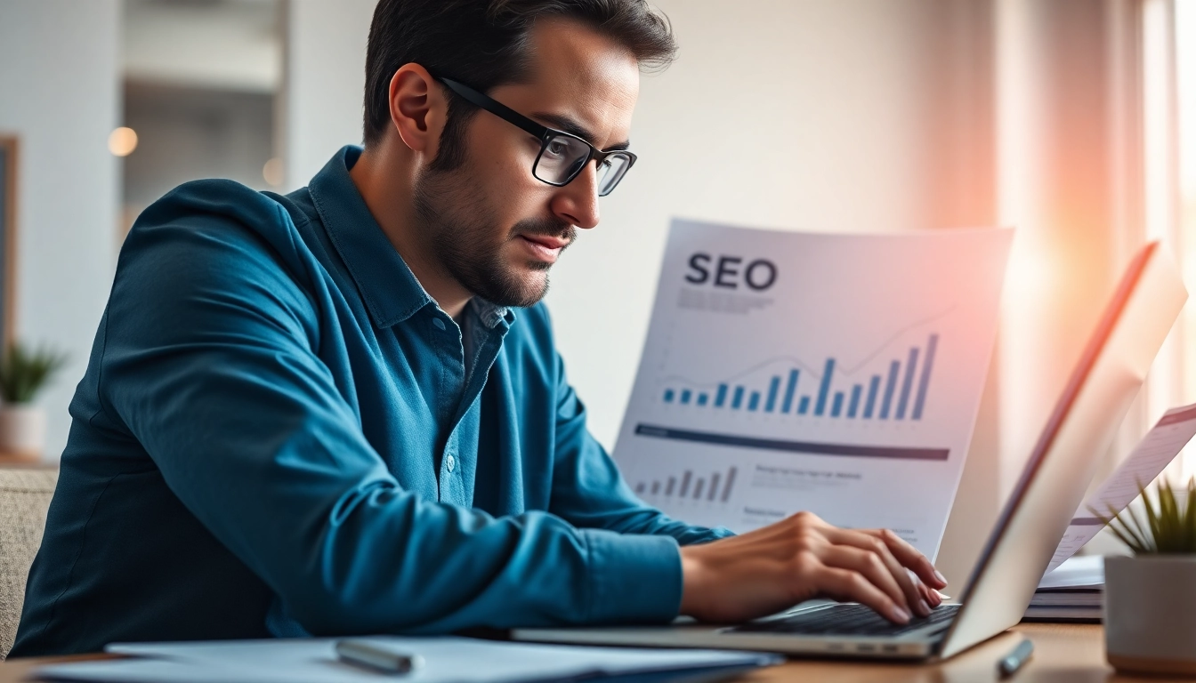 Elevating web presence through edmonton seo strategies with an expert in a modern office.
