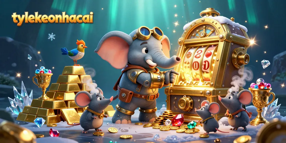 Spin to win with tylekeonhacai on a grand slot machine surrounded by gold and gems.