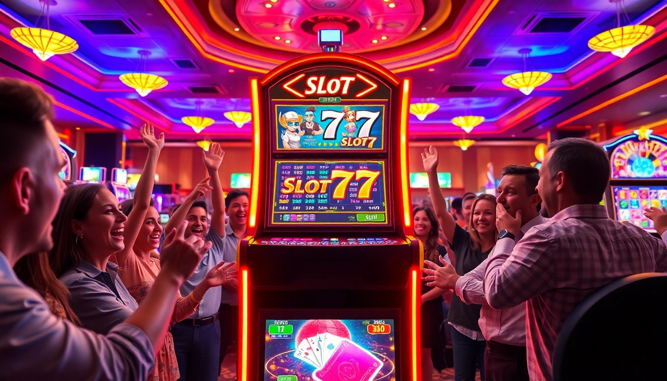 Menangkan Slot77 dengan pemain bersemangat dan suasana kasino yang meriah.