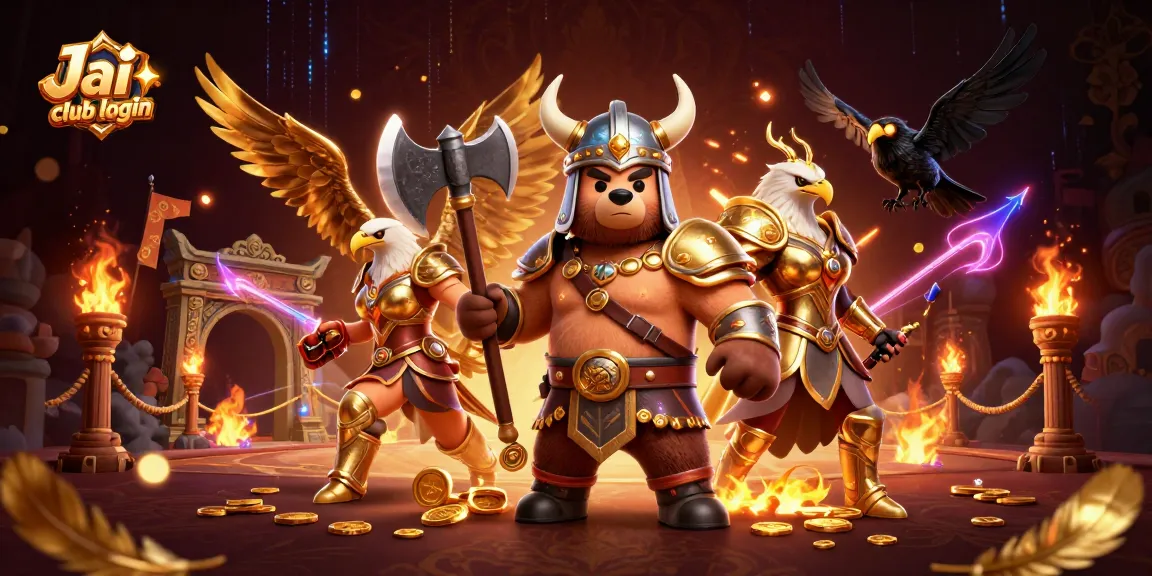 Experience excitement with Jai club login for online gaming, featuring dynamic characters and lively casino elements.