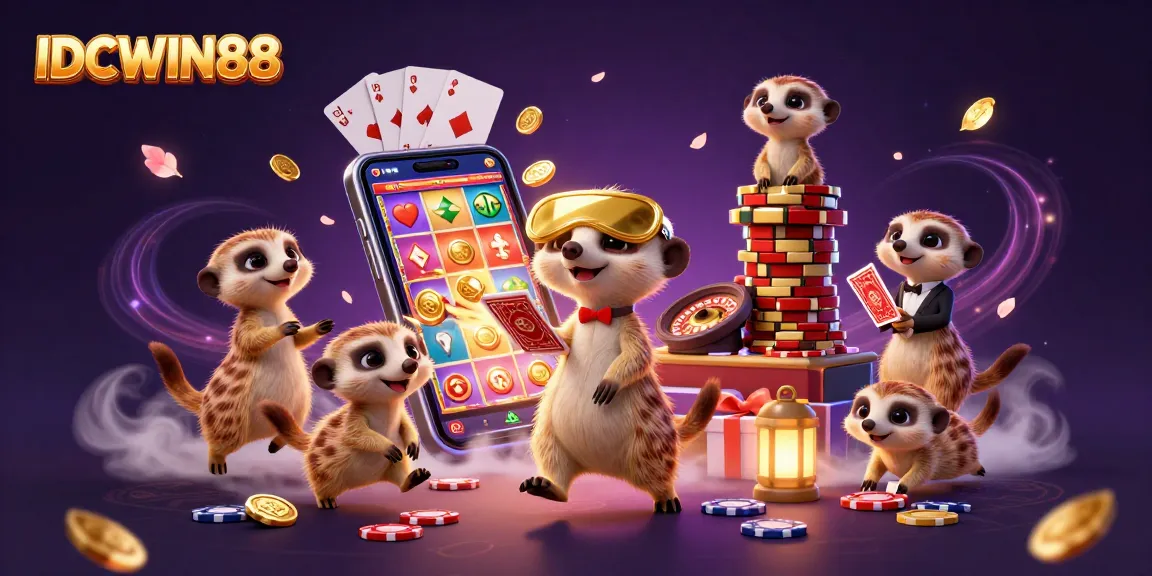 Experience thrilling slots and games at IDCWIN88 with dynamic meerkat casino characters.