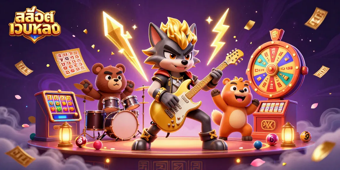 Experience the excitement of สล็อตเว็บตรง with dynamic slot gaming elements in an engaging casino illustration.
