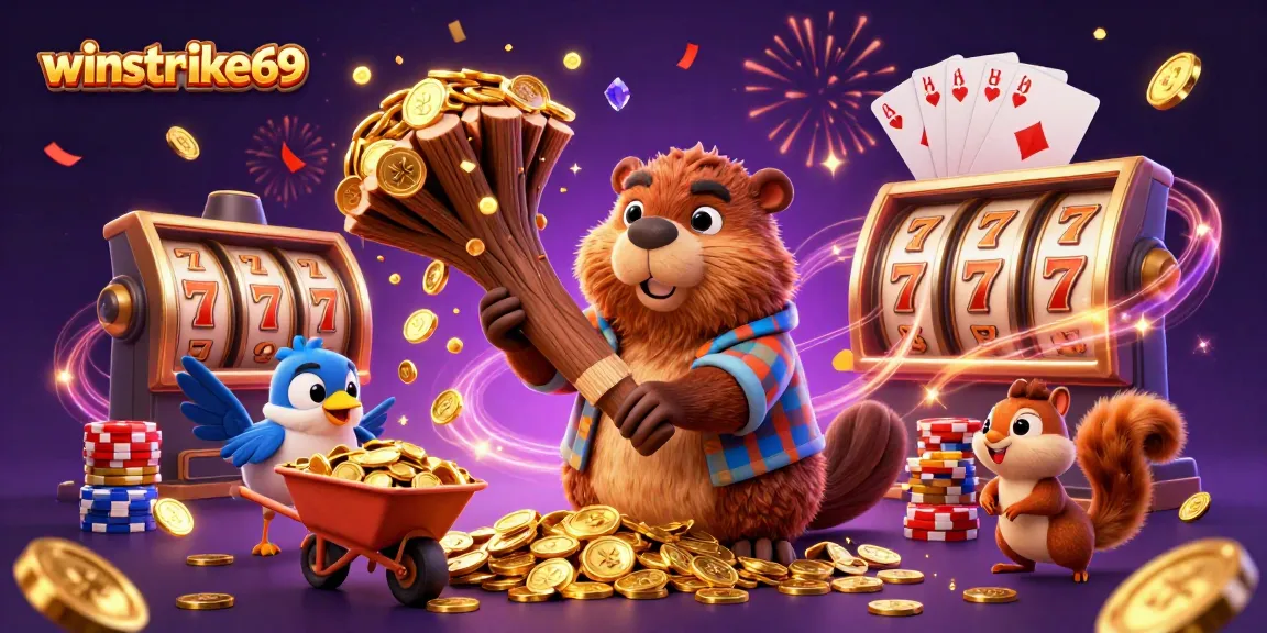 Experience the thrill of winstrike69 with animated characters celebrating in a vibrant casino scene.